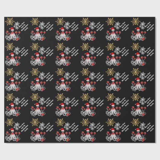 Funny octopus Santa Cadeaupapier (Vlak)