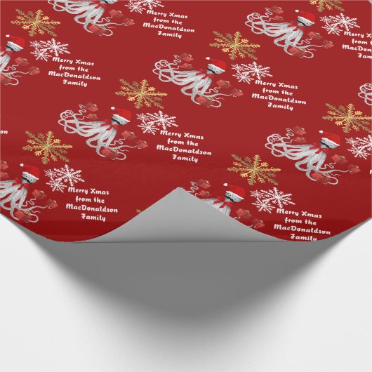 Funny octopus Santa Cadeaupapier (Hoek)