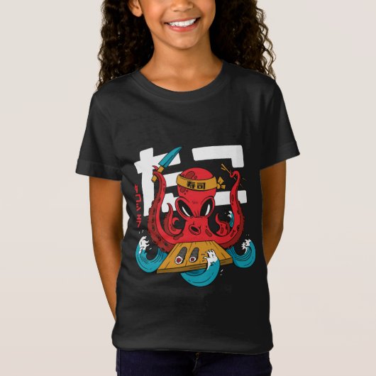 Funny Octopus Sushi Chef Design T-shirt (Voorkant)
