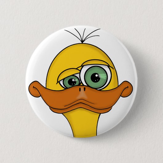 Funny Odd Duck Cartoon Ronde Button 5,7 Cm (Voorkant)