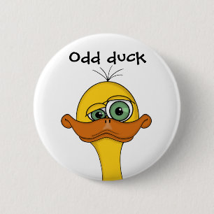 Funny Odd Duck Cartoon Ronde Button 5,7 Cm