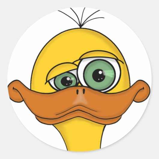 Funny Odd Duck Cartoon Ronde Sticker (Voorkant)