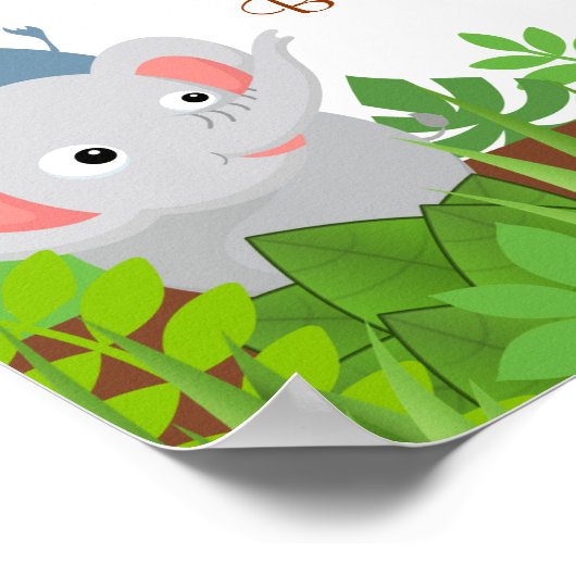 Funny Oerwoud Baby Animals Baby shower Poster (Hoek)