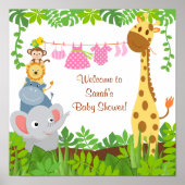 Funny Oerwoud Baby Animals Baby shower Poster (Voorkant)