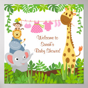 Funny Oerwoud Baby Animals Baby shower Poster