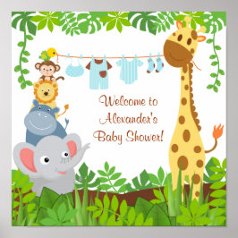 Funny Oerwoud Baby Animals Baby shower Poster