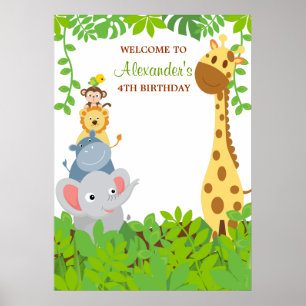 Funny Oerwoud Baby Animals Birthday Party Poster