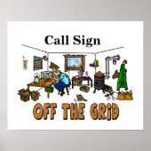 Funny Off-the-Grid Ham Radio Shack Poster (Voorkant)