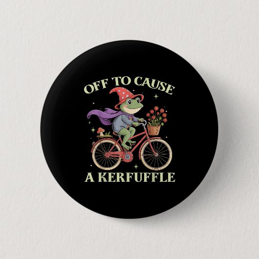 Funny Off To Cause A Kerfuffle Whimsical Wizard Fr Ronde Button 5,7 Cm (Voorkant)