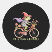 Funny Off To Cause A Kerfuffle Whimsical Wizard Fr Ronde Sticker (Voorkant)