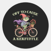 Funny Off To Cause A Kerfuffle Whimsical Wizard Fr Ronde Sticker (Voorkant)