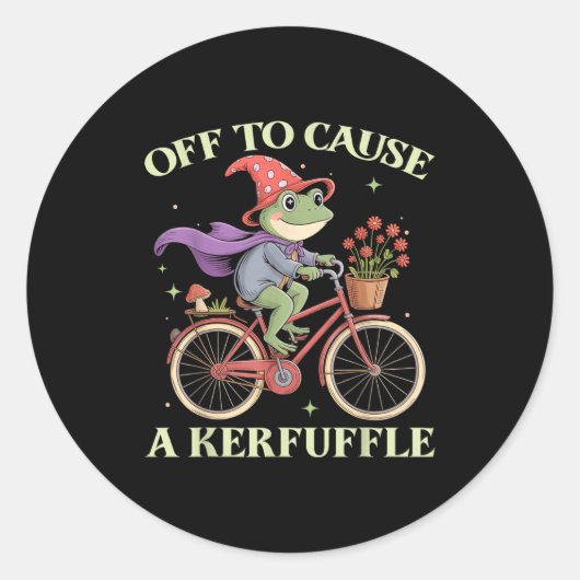 Funny Off To Cause A Kerfuffle Whimsical Wizard Fr Ronde Sticker (Voorkant)