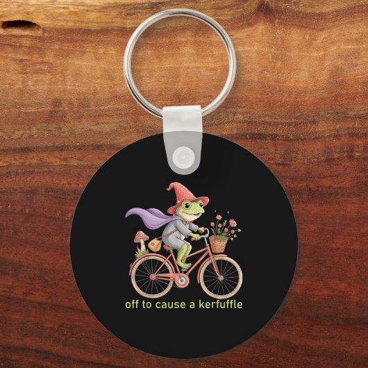 Funny Off To Cause A Kerfuffle Whimsical Wizard Fr Sleutelhanger (Voorkant)