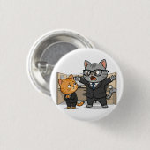 Funny Office Cat Boss Scolding Employee Button (Voorkant /achterkant)