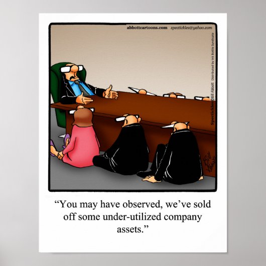 Funny Office Humor Poster "Company Assets" (Voorkant)