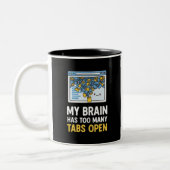 Funny Office Mug, My Brain Has Too Many Tabs Open Tweekleurige Koffiemok (Links)