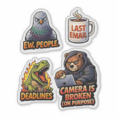 Funny Office Rage Sticker Sheet Pack (Voorkant)