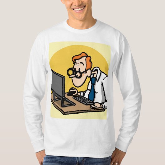 Funny Office Worker Geek T-shirt – Cartoon Nerd Co (Voorkant)