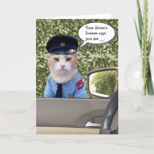 Funny Officer Cat Birthday Kaart