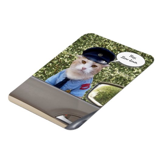 Funny Officer Cat Magneet (Linkerzijde)