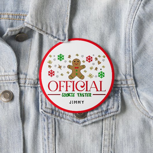 Funny Official Cookie Taster Kerstmis personaliser Ronde Button 4,0 Cm (In situ)