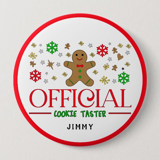 Funny Official Cookie Taster Kerstmis personaliser Ronde Button 4,0 Cm (Voorkant)