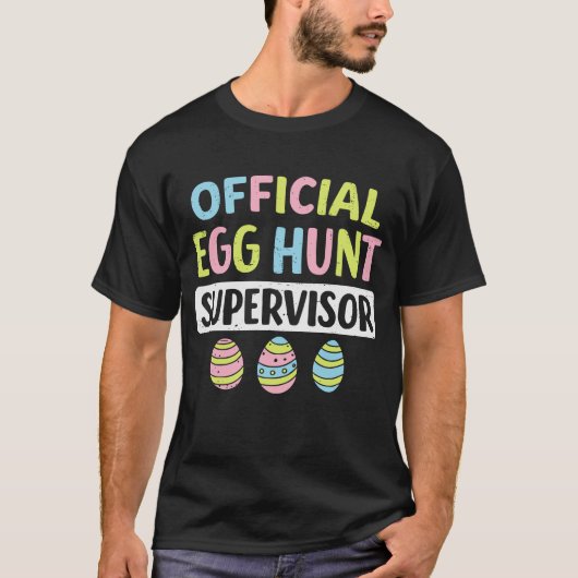 Funny Official Egg Hunt Supervisor Retro Easter T-shirt (Voorkant)
