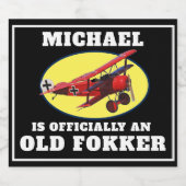 Funny Official Old Fokker Over the Hill Birthday Bier Etiket (Enkel label)