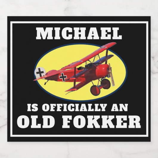 Funny Official Old Fokker Over the Hill Birthday Bier Etiket (Enkel label)