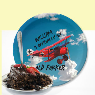 Funny Official Old Fokker Over the Hill Birthday Papieren Bordje