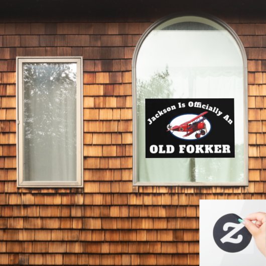 Funny Official Old Fokker Over the Hill Birthday Raamsticker (Huis Raam)