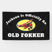 Funny Official Old Fokker Over the Hill Birthday Spandoek (Horizontaal)