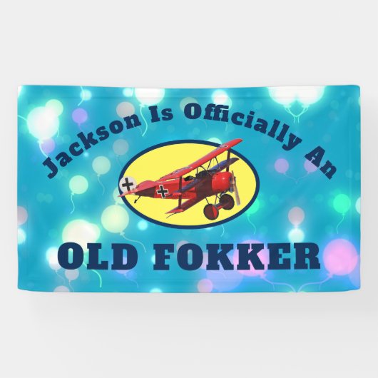 Funny Official Old Fokker Over the Hill Birthday Spandoek (Horizontaal)