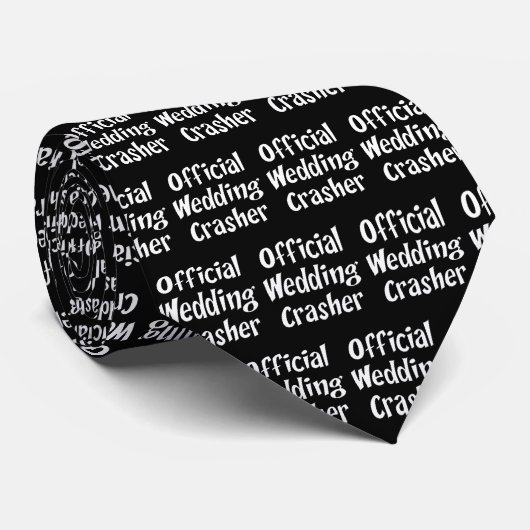 Funny Official Wedding Crasher Black en White Stropdas (Opgerold)