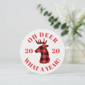Funny Oh Deer 2020 Buffalo Pset Foto Feestdagenkaart (Staand voorkant)