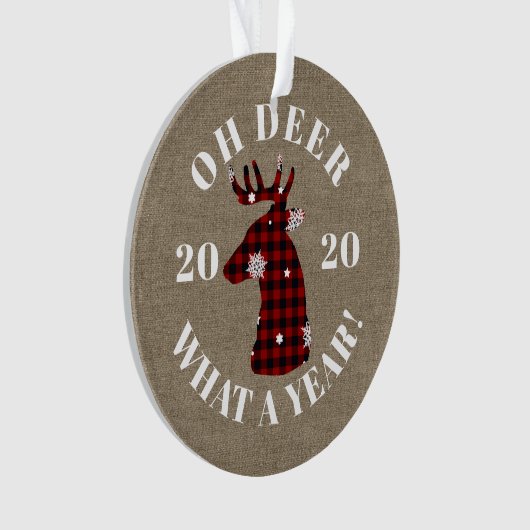 Funny Oh Deer 2020 Foto Ornament (voorkant)