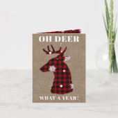 Funny Oh Deer Buffalo Play Burlap Kerstmis Feestdagen Kaart (Voorkant)