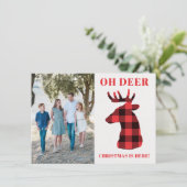 Funny Oh Deer Kerstmis hier Buffalo Pset Feestdagenkaart (Staand voorkant)