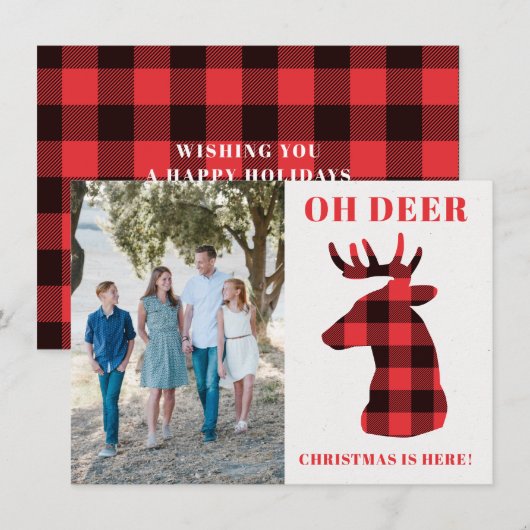 Funny Oh Deer Kerstmis hier Buffalo Pset Feestdagenkaart (Voorkant / Achterkant)