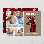 Funny Oh Deer Pset Snowflakes Foto Collage Feestdagenkaart (Voorkant / Achterkant)