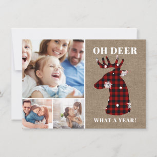 Funny Oh Deer Pset Snowflakes Foto Collage Feestdagenkaart