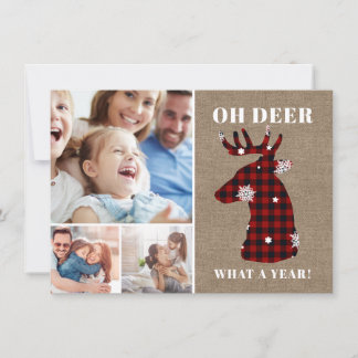 Funny Oh Deer Pset Snowflakes Foto Collage Feestdagenkaart