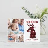 Funny Oh Deer Pset Snowflakes Foto Collage Feestdagenkaart (Staand voorkant)