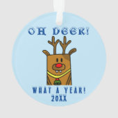 Funny Oh Deer wat een jaar Cartoon rendierster Ornament (achterkant)