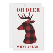 Funny Oh Deer What a Year Buffalo Plaid