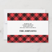 Funny Oh Deer What a Year Buffalo Plaid Photo Feestdagenkaart (Achterkant)