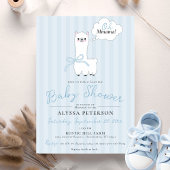 Funny Oh Mmama Llama Cute Blue Baby Boy Shower Kaart