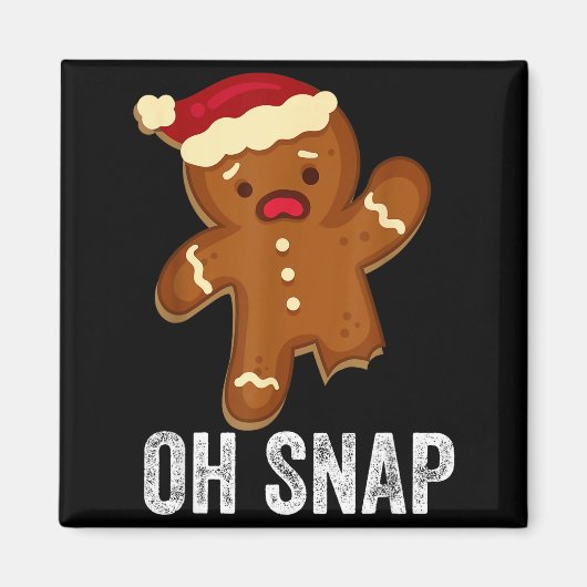 Funny Oh Snap Gingerbread Man Christmas Cookie Xma Magneet (Voorkant)