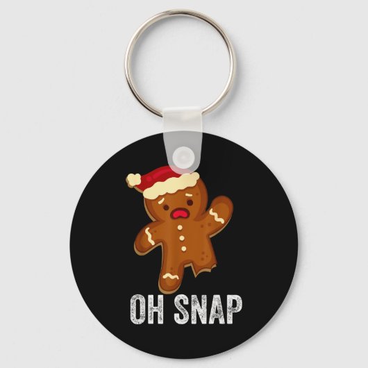 Funny Oh Snap Gingerbread Man Christmas Cookie Xma Sleutelhanger (Voorkant)