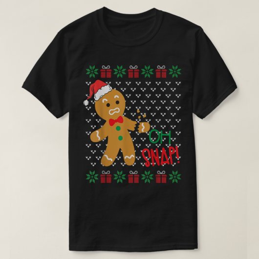 Funny Oh Snap Gingerbrood Man Broken Arm Ugly Chri T-shirt (Design voorkant)